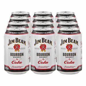 Jim Beam White Straight Bourbon Whiskey & Cola 10,0 % vol 0,33 Liter, 12er Pack
