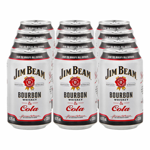 Bild 1 von Jim Beam White Straight Bourbon Whiskey & Cola 10,0 % vol 0,33 Liter, 12er Pack