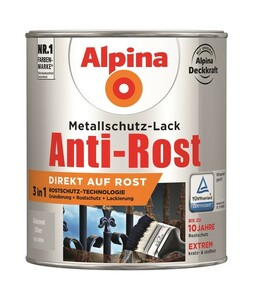 Alpina Metallschutz-Lack Anti-Rost glänzend silber, 750 ml