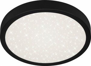 Di-Ka LED Deckenleuchte Runa schwarz mit Sternencover, Metallrahmen schwarz