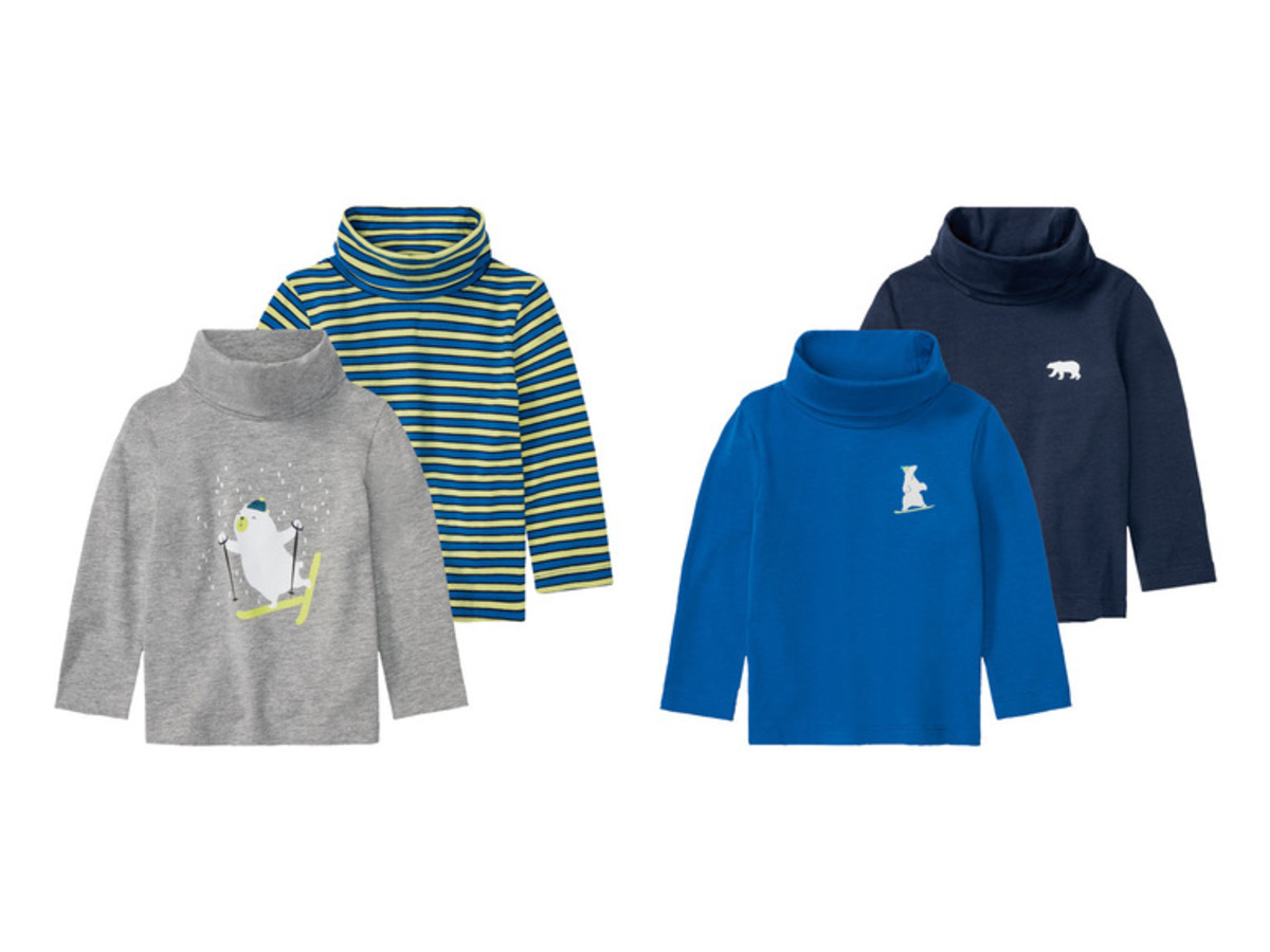 Bild 1 von lupilu Kleinkinder Jungen Ski Rollkragenshirts, 2 Stück, mit hohem Baumwollanteil