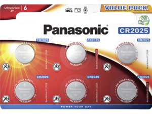 PANASONIC CR2025EL/6BP CR2025 Knopfzelle, Lithium, 3 Volt, 165 mAh