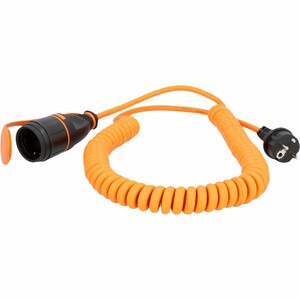 Unitec BQ-Verlängerungskabel Außen 5 Meter H07BQ-F 3G1,5, orange, Spiralkabel