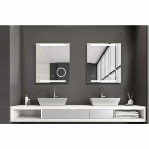 Talos - King Badspiegel 60 x 70 cm – Touch -Badezimmerspiegel mit LED Beleuchtung in neutralweiß - Beleuchteter Kosmetikspiegel mit 3-facher