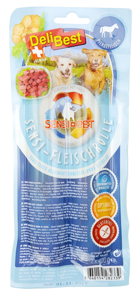 Bild 1 von SensiPet Fleischrolle 6x400g Pferd + Kartoffeln