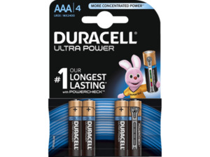 DURACELL Ultra Power AAA Micro Batterie, Alkaline, 1.5 Volt 4 Stück