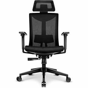 Tresko - Bürostuhl ergonomisch BS201 | Drehstuhl mit verstellbarer Lordosenstütze | Schreibtischstuhl mit Kopfstütze und Armlehne