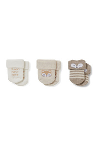 C&A Multipack 3er-Tiere-Baby-Socken mit Motiv, Beige, Größe: 10-11