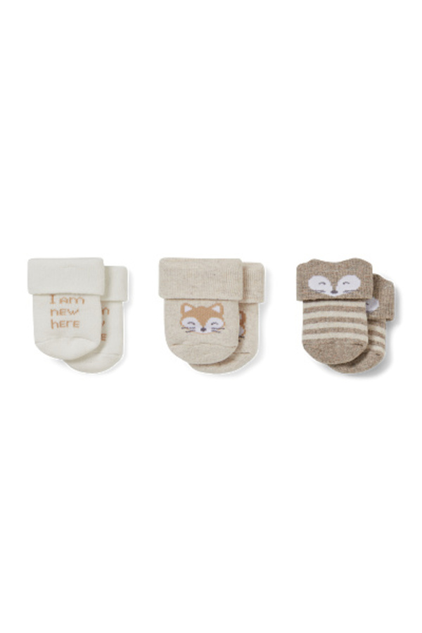 Bild 1 von C&A Multipack 3er-Tiere-Baby-Socken mit Motiv, Beige, Größe: 10-11