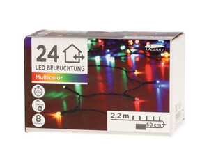 O'canny Outdoor LED-Lichterkette multicolor mit Timer & 8 Funktionen 7,60 m 24er