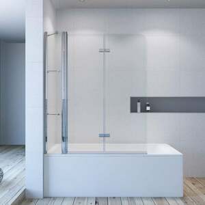 Aquabatos - Duschabtrennung Duschtrennwand für Badewanne 130 x 140 cm Faltbar Badewannenfaltwand Duschwand Glas Badewannenabtrennung
