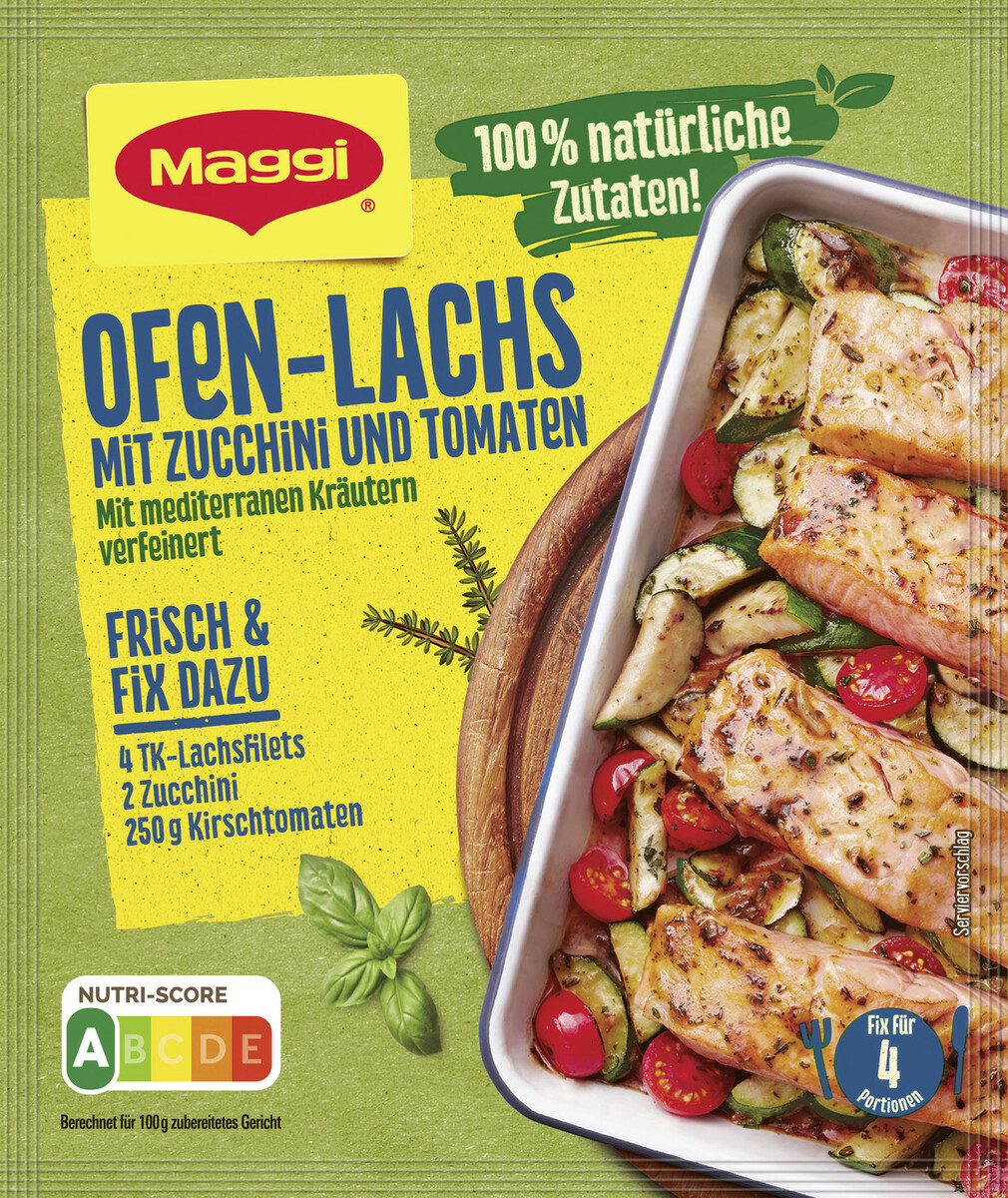 Bild 1 von Maggi Natürlich & Bewusst Lachs mit Zucchini & Tomaten mariniert vom Blech 26 g