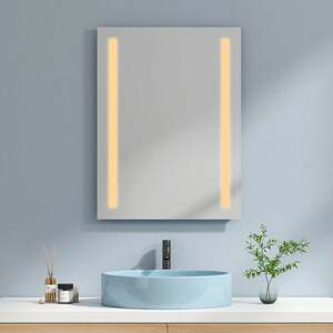 LED Badspiegel 80x60cm Badezimmerspiegel mit Warmweißer Beleuchtung - 80x60cm | Warmweißes Licht + Wandschalter - Emke