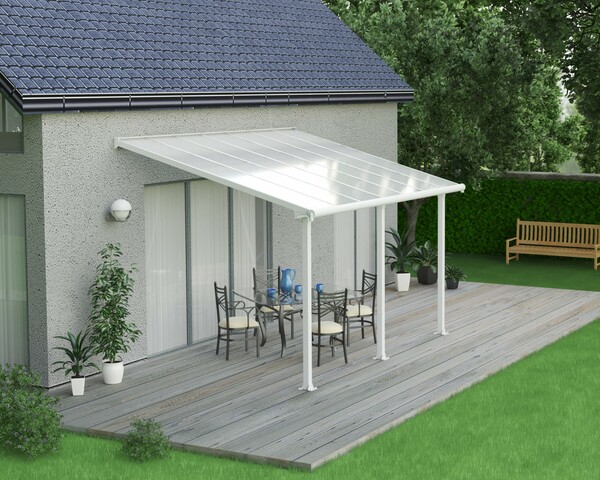 Bild 1 von Canopia Terrassenüberdachung Olympia 3x4.2 weiß 425 x 294-300 x 260-305 cm (BxTxH)