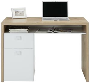 Schreibtisch in Weiß/Eichefarben