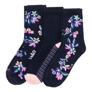 Damen-Socken mit Blumendesign, 3er-Pack