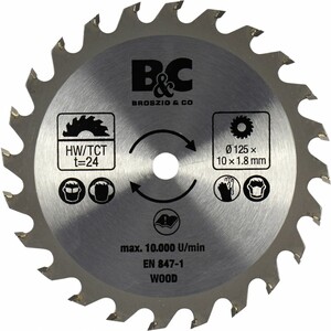 Tauchkreissäge Ersatzsblatt TCT Holz Ø 125 mm, Bohrung Ø 10 mm