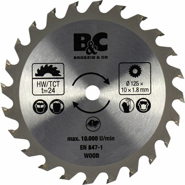 Bild 1 von Tauchkreissäge Ersatzsblatt TCT Holz Ø 125 mm, Bohrung Ø 10 mm