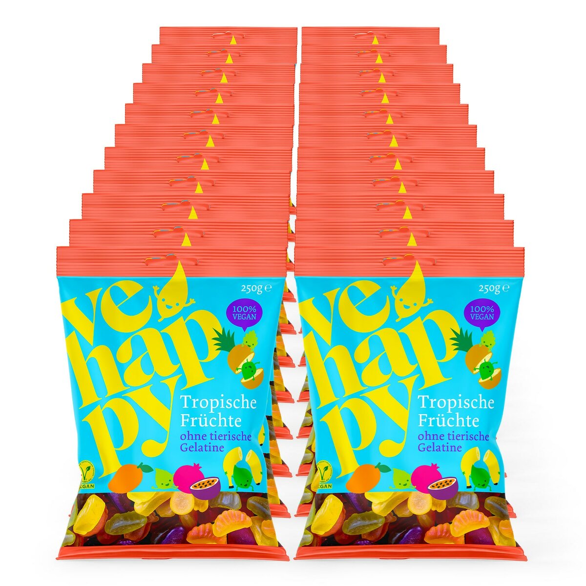 Bild 1 von vehappy Fruchtgummi Tropische Früchte 250 g, 22er Pack