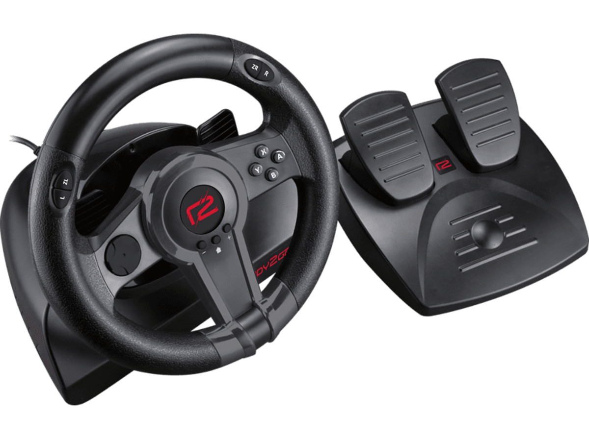 Bild 1 von READY 2 GAMING Nintendo Switch Racing Wheel, Lenkrad mit Pedalen, Schwarz