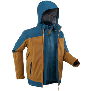 Winterjacke 3-in-1-Jacke Winterwandern SH500 X-Warm wasserdicht -8 °C Kinder Gr. 122–170 braun