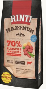 Hundetrockenfutter MaxiMum Rind, 12 + 2 kg, Rinti 12 + 2 kg