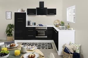 Eckküche mit Geräten 260x200 cm Schwarz/Weiß