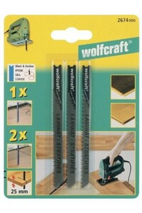 Wolfcraft Stichsägeblätter-Set 3-tlg. 2674000 Länge: 100 mm, U-Schaft, 3 Stück