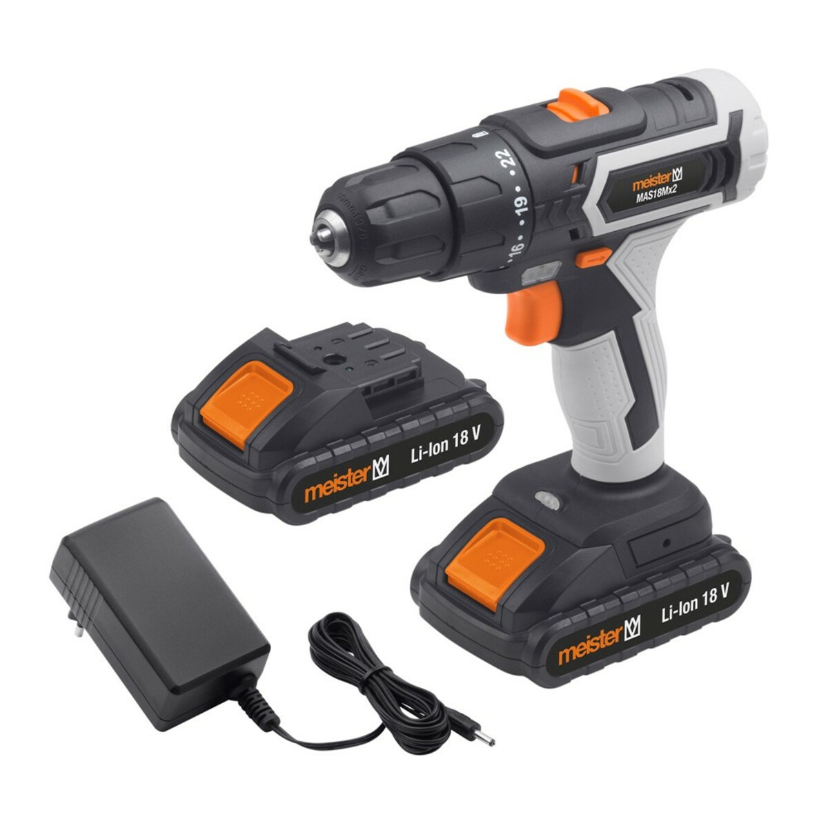 Bild 1 von Meister Akkubohrschrauber 18 V Li-Ion
, 
18 V, 1,5 Ah, 2-Gang, 2 Akkus