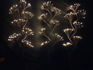 Tarrington House Gartenstecker LED- Feuerwerk 3er Set, Metall/ Kupfer, 15 x 24 x 65 cm, 420 LED, 6 W, warmweiß
