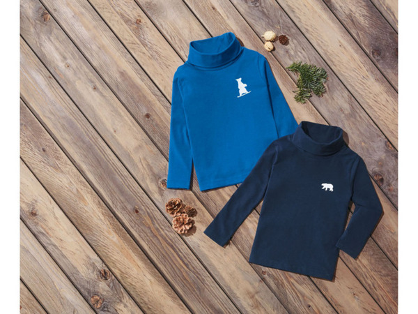 Bild 3 von lupilu Kleinkinder Jungen Ski Rollkragenshirts, 2 Stück, mit hohem Baumwollanteil