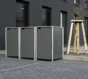 Hide Mülltonnenverkleidung für 3 Mülltonnen 140 L Volumen grau 63,4x181,2x115,2 cm