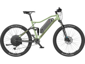 PROPHETE GRAVELER E-MTB 27,5" Mountainbike (Laufradgröße: 27,5 Zoll, Rahmenhöhe: 48 cm, Unisex-Rad, 499 Wh, Olivgrün matt)