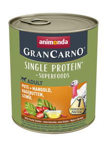GranCarno Superfoods 6x800g Pute + Mangold, Hagebutten, Leinöl