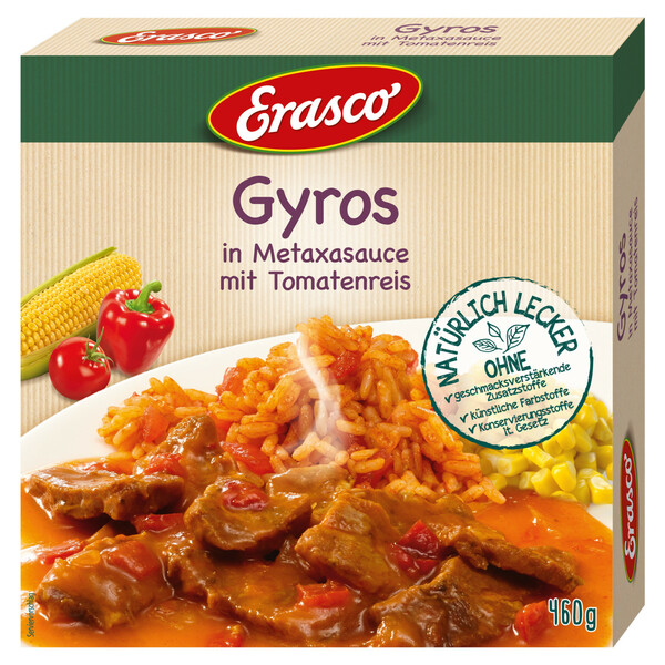 Bild 1 von Erasco Gyros im Metaxa-Sauce mit Tomatenreis 460G