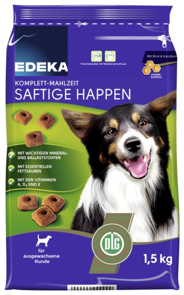 Bild 1 von EDEKA Komplett-Mahlzeit Saftige Happen Hundefutter trocken 1,5 kg