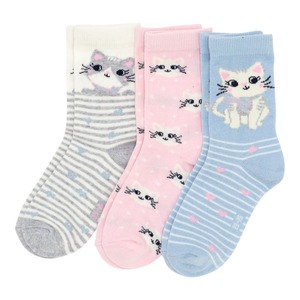 Mädchen-Socken mit Katzen-Design, 3er-Pack