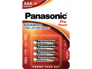 PANASONIC 00265999 LR03PPG/4BP AAA Batterie, Alkaline, 1.5 Volt