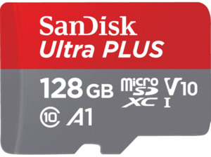 SANDISK Ultra PLUS, Micro-SDXC Speicherkarte, 128 GB, 130 MB/s