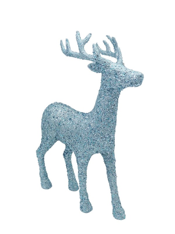 Bild 1 von Tarrington House Glitter Rentier, Kunststoff, 45 x 31 x  Höhe: 45 cm, blau