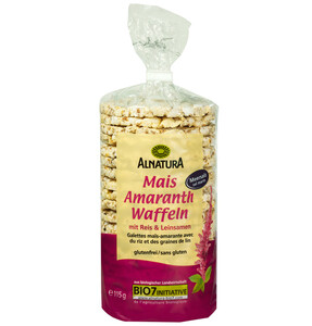 Alnatura Bio Mais Amaranth Waffeln mit Reis & Leinsamen 115G