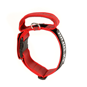 JULIUS-K9 Halsband mit Griff 50mm rot/ grau