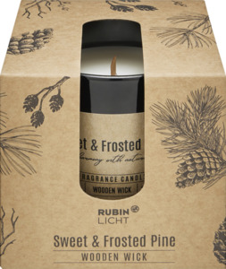 Rubin Licht Duftglas mit Holzdocht Sweet & Frosted Pine