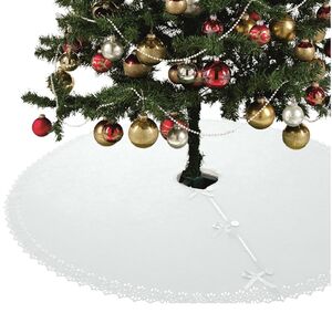 wometo Christbaum-Deko Weihnachtsbaumdecke / Baumunterlage mit Knöpfen & Satin-Schleifen  -  mit Knöpfen & Satin-Schleifen