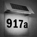 Bild 1 von Solarhausnummer aus Edelstahl mit 4 starken LEDs Solar Hausnummer transparent
