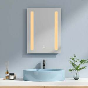 LED Badspiegel 45x60cm Badezimmerspiegel mit Warmweißer Beleuchtung Touch-schalter und Beschlagfrei - 45x60cm | Warmweißes Licht + Touch +