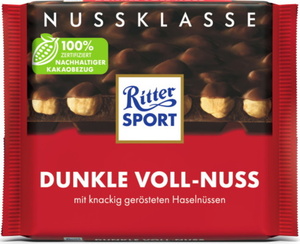Ritter Sport Nuss Klasse Dunkle Voll-Nuss 100G