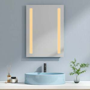 LED Badspiegel 50x70cm Badezimmerspiegel mit Warmweißer Beleuchtung - 50x70cm | Warmweißes Licht + Wandschalter - Emke