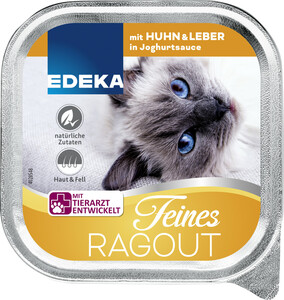 EDEKA Feines Ragout mit Huhn & Leber in Joghurtsauce Katzenfutter nass 100G