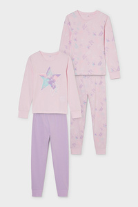 C&A Multipack 2er-Pyjama-Bio-Baumwolle, Rosa, Größe: 128